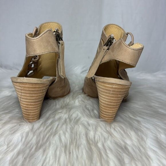 Paul Green Mindy Lace Up Suede Women's Tan Peep-Toe Ankle Boots Sz 4/US 6.5 - Picture 3 of 8